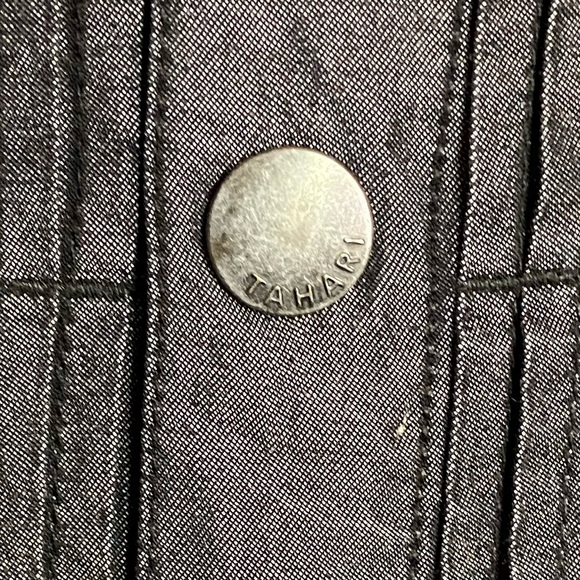 TAHARI Black Gray Steel Snap Front~Pockets~Applets~Cuffs Size XL - Picture 6 of 11